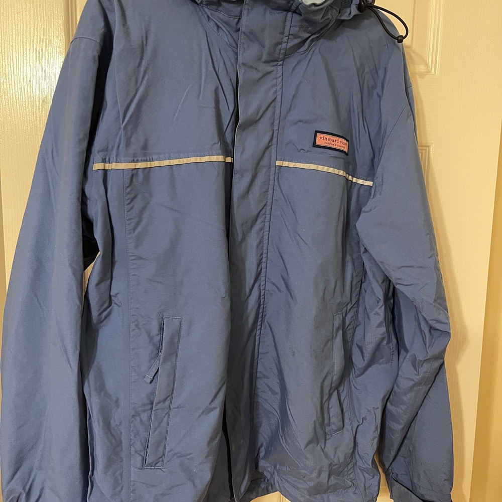 Vineyard Vines Dusty Blue Hooded Utility Jacket with Reflective Trim